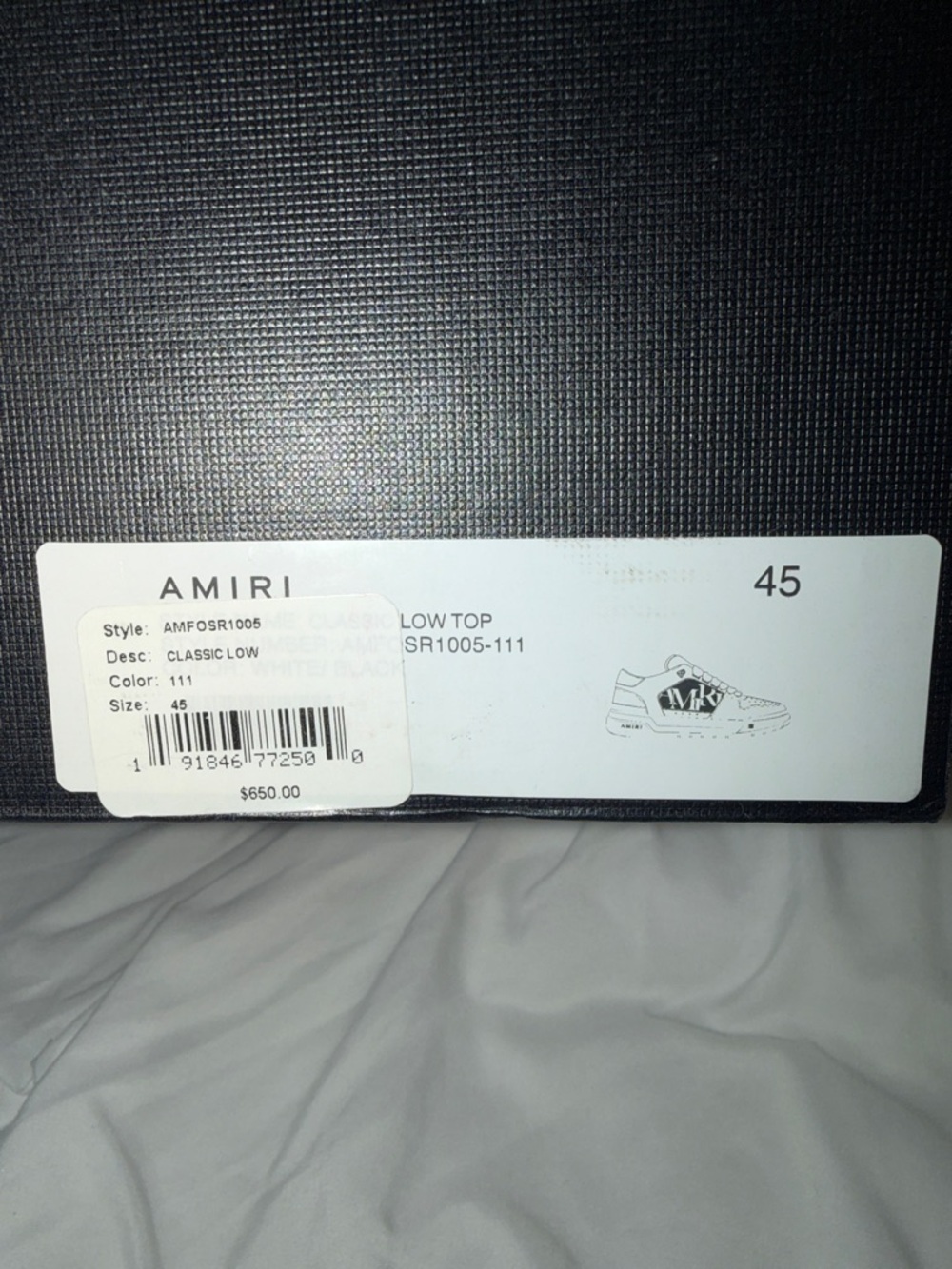 AMIRI White Leather Sneakers with Black Logo Accents - Picture 3 of 5